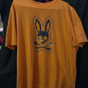 Psycho Bunny Men's Orange Peel Copa Bunny Graphic Crew-Neck Short Sleeve T-Shirt
